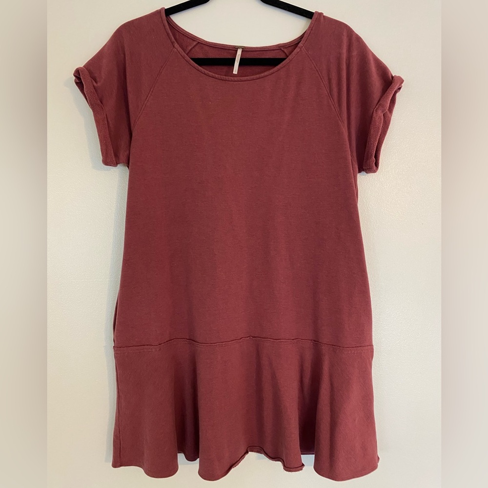 Free People Mauve Drop Waist Ruffle Hem Short Sleeve
Sweatshirt Dress - Picture 2 of 5